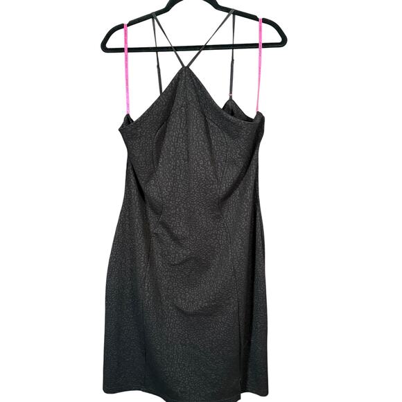 BETSEY JOHNSON | Black tonal Leopard Pointed Halter neck Mini Dress | XXL - Picture 1 of 7